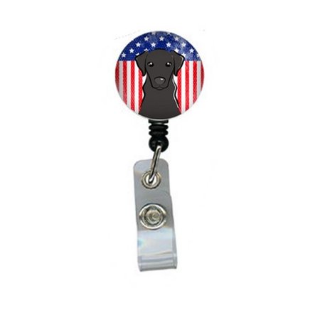 CAROLINES TREASURES American Flag and Black Labrador Retractable Badge Reel BB2165BR
